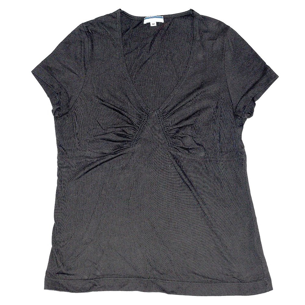 Anthropologie Deep V-Neck Tee with Ruching